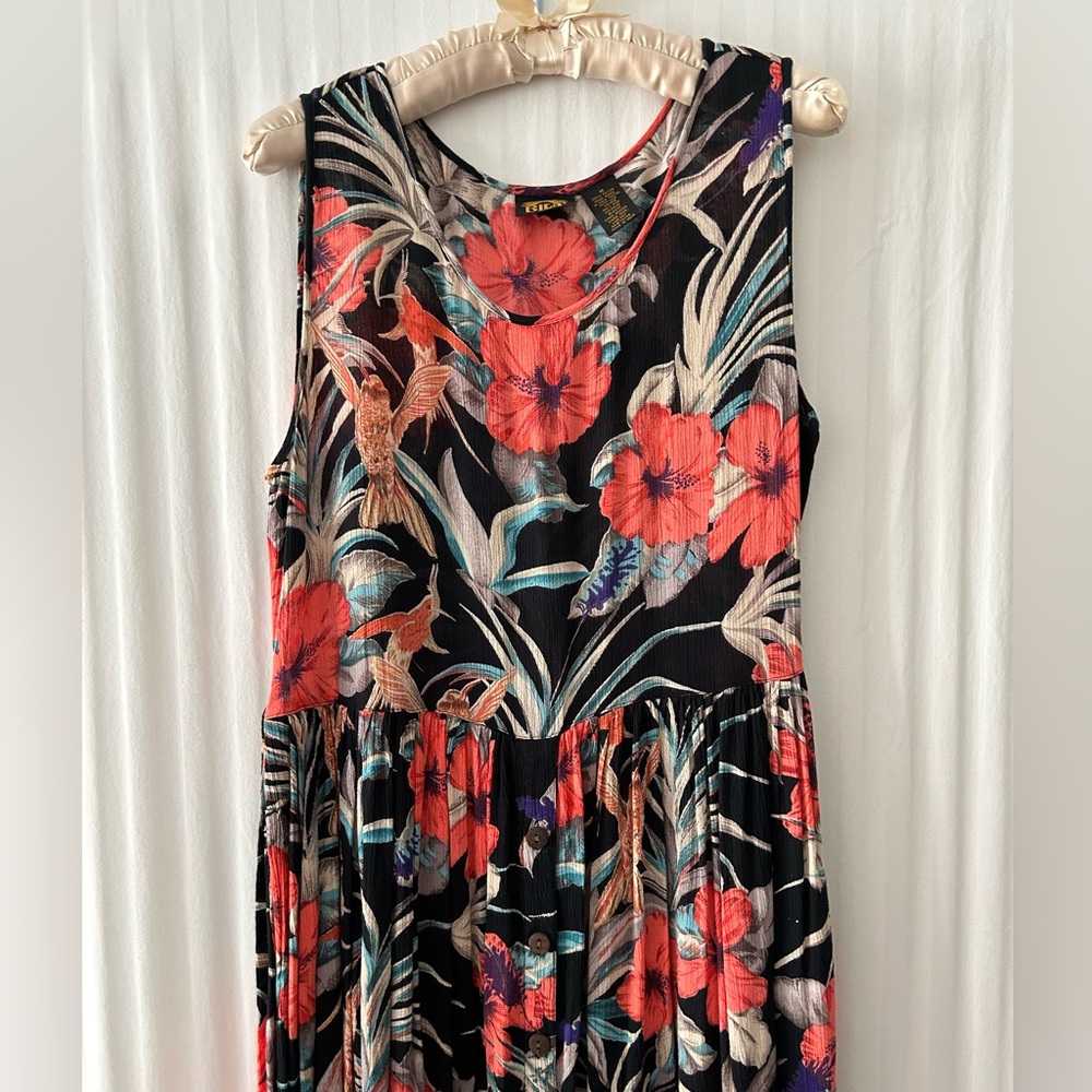 Vintage Hawaiian Print Dress